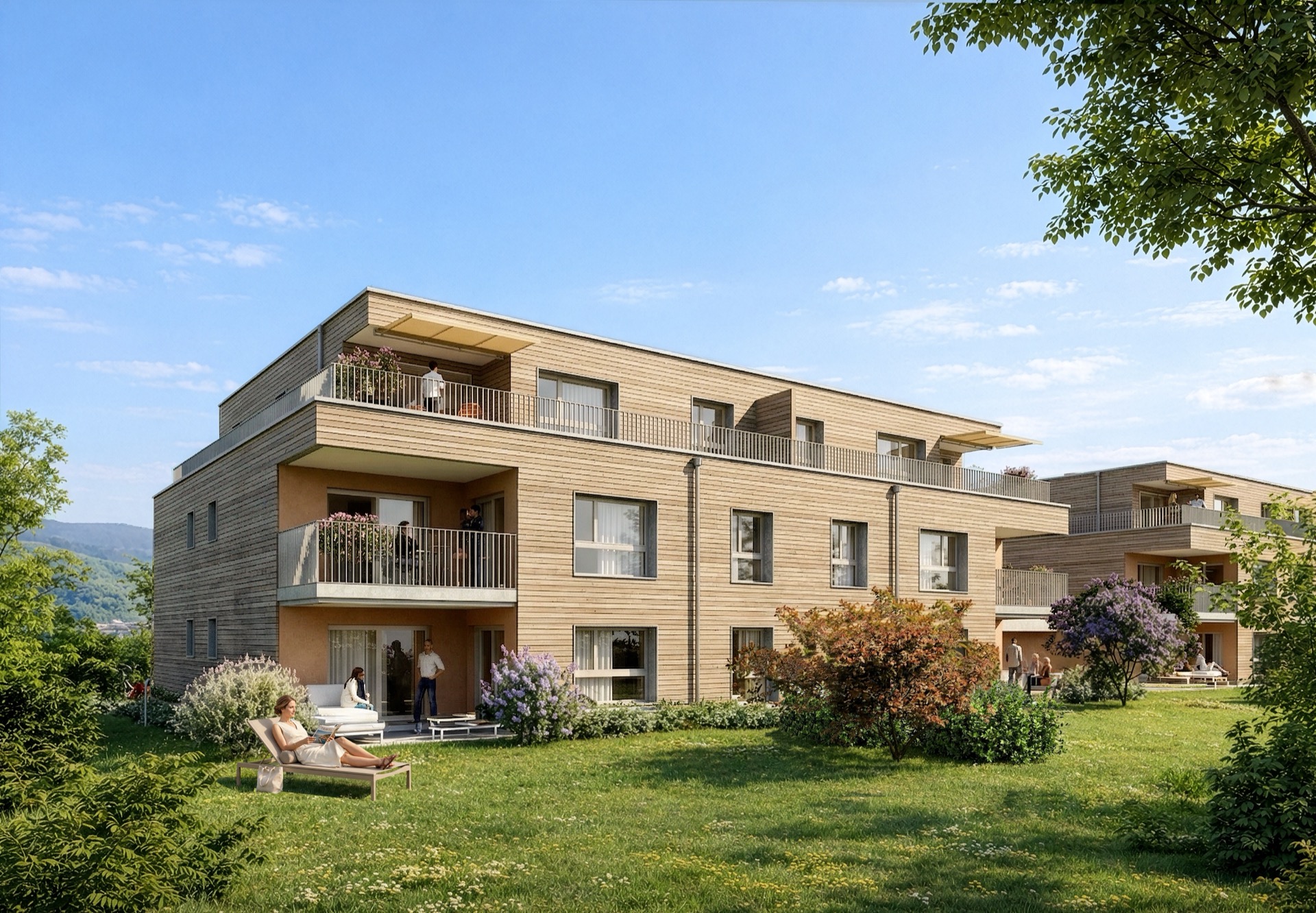 Vue extérieure du projet Arboréa à Gampelen — jardin