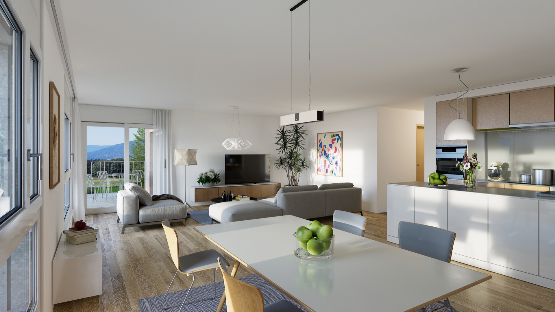 Intérieur ouest — Séjour et cuisine